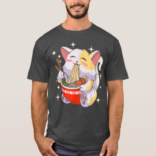 Ramen Cat Eating Noodles Japanisches Food Anime T- T-Shirt
