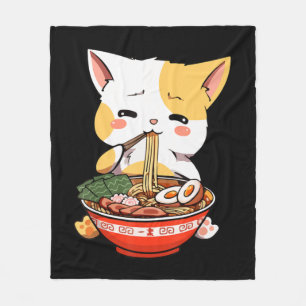 Ramen Cat Eating Noodles Kawaii Anime Merch Gift G Fleecedecke