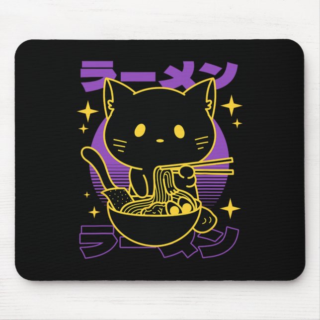 Ramen Cat Japanisch Mousepad (Vorne)