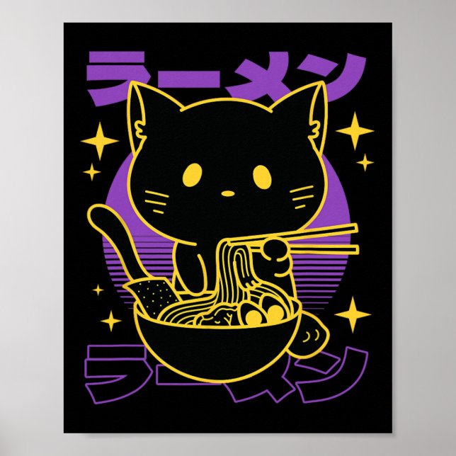 Ramen Cat Japanisch Poster (Vorne)