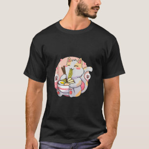 Ramen Cat Kawaii Anime Cat Eating Ramen Japanisch  T-Shirt