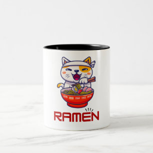 Ramen Cat Kawaii Anime Cat Ramen Lover Kawaii Zweifarbige Tasse