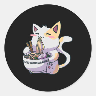 Ramen Cat Kawaii Anime Japanisches Geschenk Runder Aufkleber
