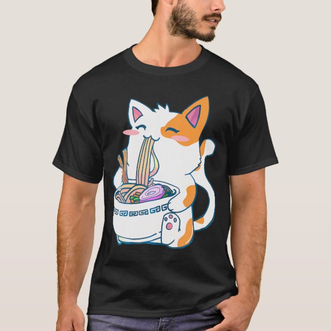 Ramen Cat Kawaii Anime Otaku T-Shirt (Vorderseite)