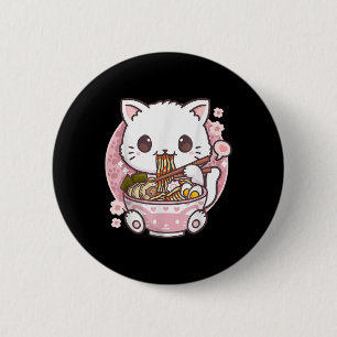 Ramen Cat Kawaii Anime Ramen Cat Cat Lovers Kawaii Button