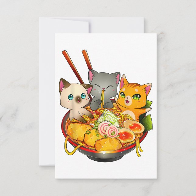 Ramen Cat Kawaii Neko Anime Otaku Cats Japanese RSVP Karte (Vorderseite)