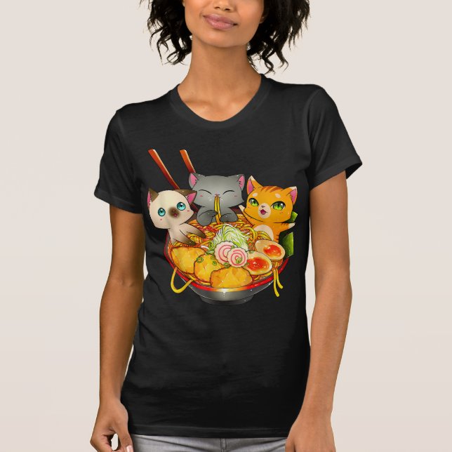 Ramen Cat Kawaii Neko Anime Otaku Cats Japanese T-Shirt (Vorderseite)