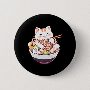 Ramen Cat Kawaii Neko Niedliches Anime Shirt für M Button