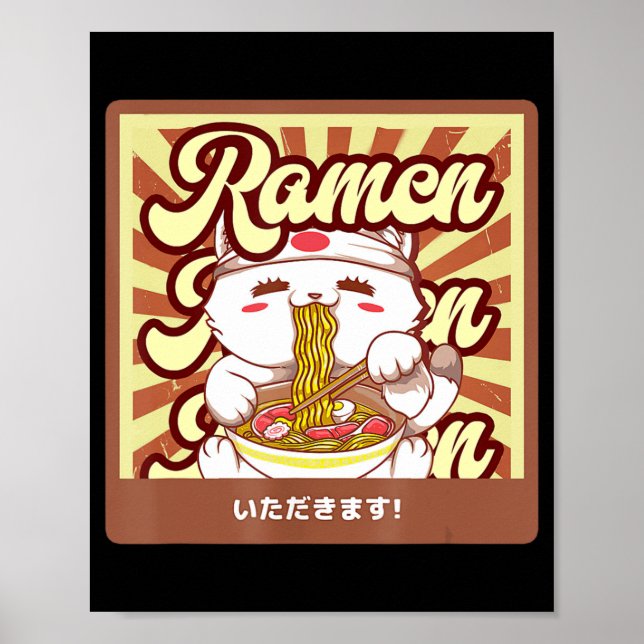 Ramen Cat Neko Anime Kawaii Japanisches Cat Lover  Poster (Vorne)
