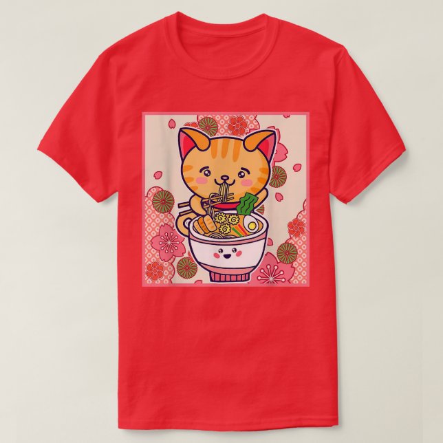 Ramen Cat Neko Japanisch Kawaii Anime Cat Ramen No T-Shirt (Design vorne)