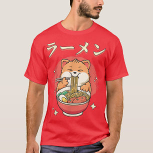 Ramen Cat Niedlich Kawaii Japanisch Food Funny Ani T-Shirt