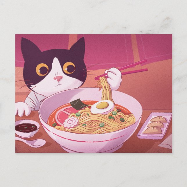 Ramen Cat Postcard Postkarte (Vorderseite)