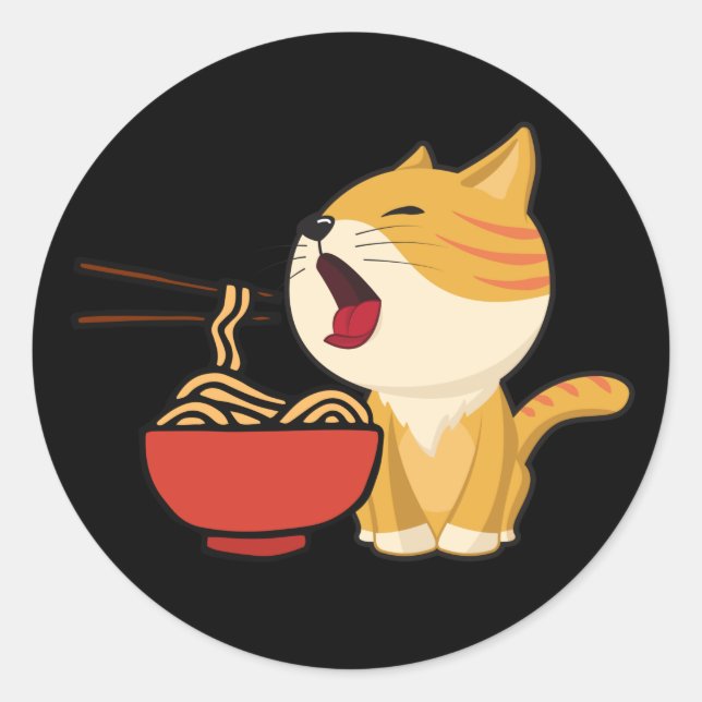 Ramen Cat, Ramen Noodles, Japanischer Ramen Cat Runder Aufkleber (Vorderseite)