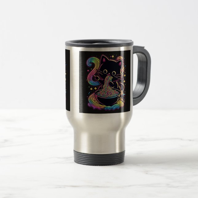 Ramen Chat Voyage / Mug Commuter, 15 oz (Devant droit)