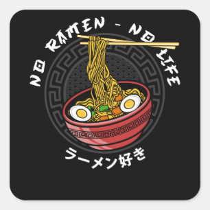 Ramen Club Team   No Ramen No Life Quadratischer Aufkleber