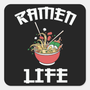 Ramen Club Team Ramen Life Love Design Quadratischer Aufkleber