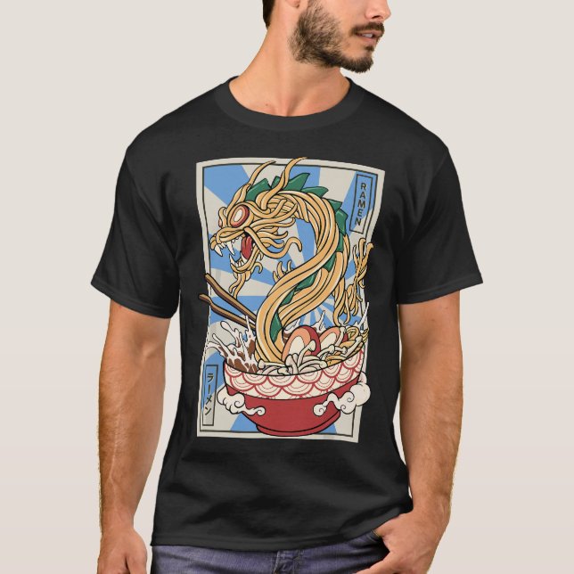 Ramen Dragon japanische Nudelsuppe T-Shirt (Vorderseite)