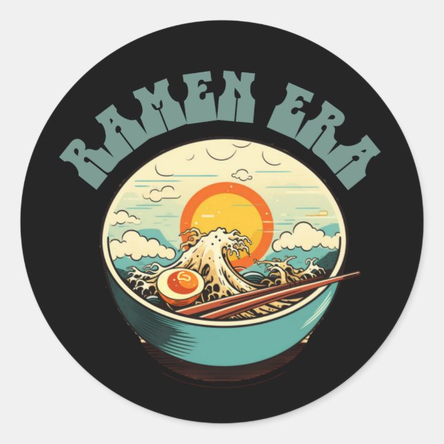 RAMEN ERA, japanische Lebensmittel, Retro, Geschen Runder Aufkleber (Vorderseite)