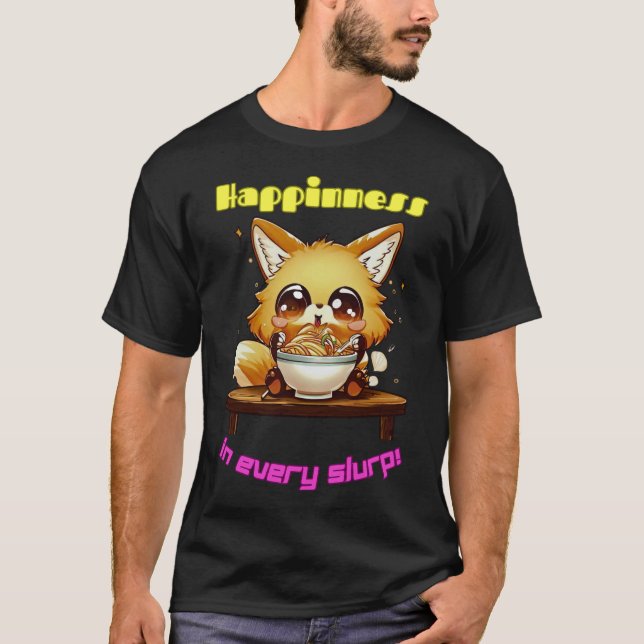 Ramen Fox Niedlich Kawaii Japanisch Anime Noodles  T-Shirt (Vorderseite)