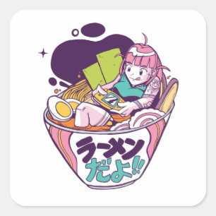 RAMEN GAMING ANIME QUADRATISCHER AUFKLEBER