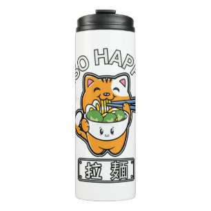 Ramen ist Purfect Cat Eating Bowl von Ramen Noodle Thermosbecher