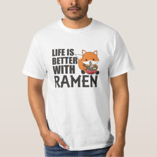 Ramen Japanese Noodle Niedlich Fox Eats Ramen T-Shirt