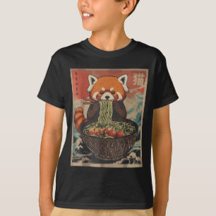 Ramen japanische Grafik-T-Shirts rote Panda Anime- T-Shirt