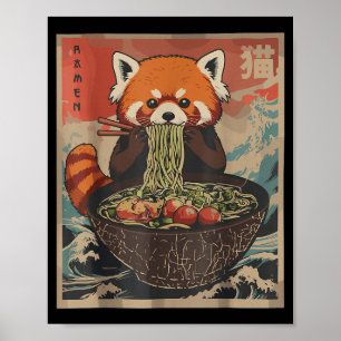 Ramen japanische Grafik-T-Shirts roter Panda Anime Poster