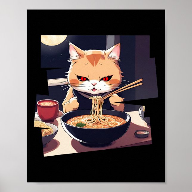 Ramen Kawaii Cat Anime 1 Poster (Vorne)