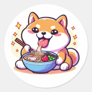Ramen-liebende Katze – Süße japanische Food-Art Runder Aufkleber