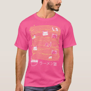 Ramen Lines Minimalistisch Cat Square By Tobe Fons T-Shirt