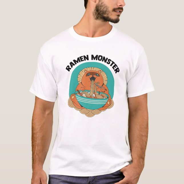 Ramen Monster - Anime Animals - Katze Japanisch Ae T-Shirt (Vorderseite)