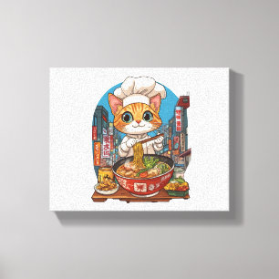 Ramen Neko - Funny Cat Koch Anime Food Leinwanddruck