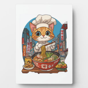 Ramen Neko � Lustiger Katzenkoch Anime Essen Fotoplatte