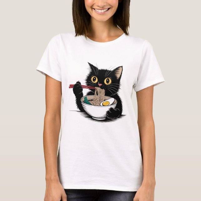 Ramen Noodle Black Cat Foodie Lover Best Seller T-Shirt (Vorderseite)