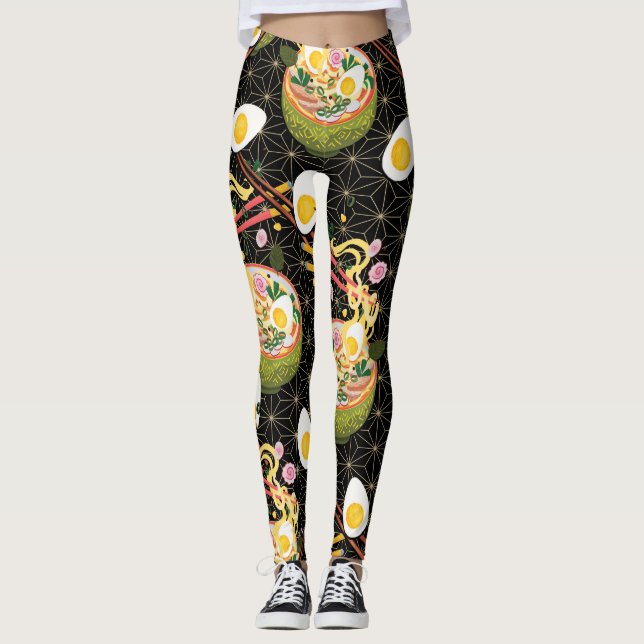 Ramen Noodle Bowl druckte Yoga-Leggings Leggings (Vorderseite)