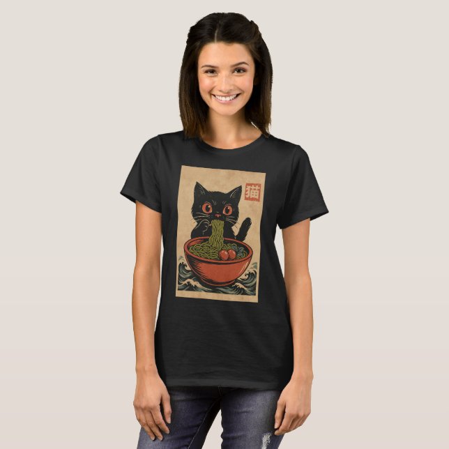 Ramen Noodle Eating: Cat Women's T - Shirt (Vorne ganz)