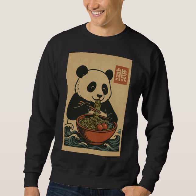 Ramen Noodle Eating: Panda mens Sweatshirt (Vorderseite)