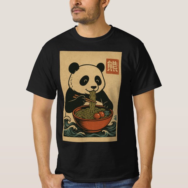 Ramen Noodle Manger : Panda Mens T-Shirt (Devant)