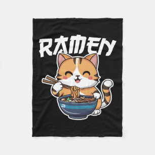 Ramen Noodle Neko Cat Japanisch Kawaii Manga Anime Fleecedecke