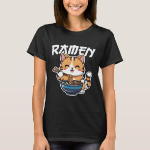 Ramen Noodle Neko Cat Japanisch Kawaii Manga Anime T-Shirt