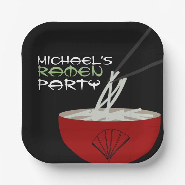 Ramen Noodles Asian Bowl Party Pappteller (Vorderseite)
