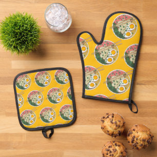 Ramen Noodles Bowl Japanischer Restaurant Feinschm Ofenhandschuh & Topflappen-Set