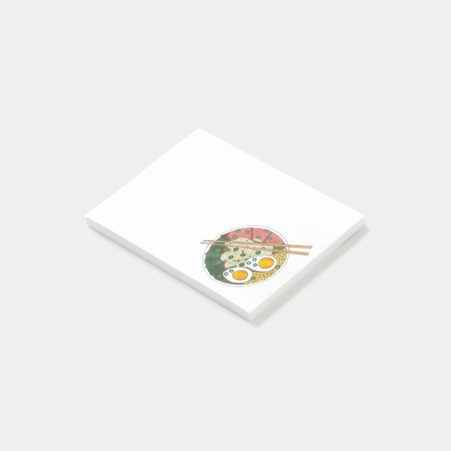 Ramen Noodles Bowl Japanischer Restaurant Feinschm Post-it Klebezettel (angewinkelt)