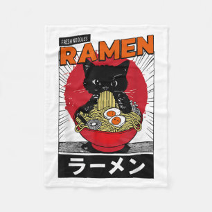 Ramen Noodles Cat Y2k Retro Anime Cat _1 Fleecedecke