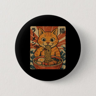 Ramen-Nudeln Orange Katze Japanischer Anime Kawaii Button