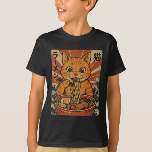 Ramen-Nudeln Orange Katze Japanischer Anime Kawaii T-Shirt
