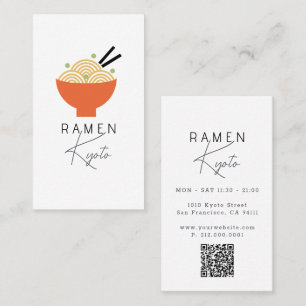 Ramen-Restaurant Weißer QR-Code Geschäftskarte Visitenkarte