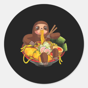 Ramen Sloth Kawaii Anime japanische Lebensmittelge Runder Aufkleber