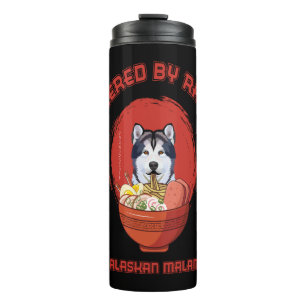 Ramen Sushi Alaskan Malamute Dog T - Shirt Thermosbecher